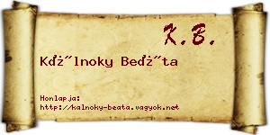 Kálnoky Beáta névjegykártya
