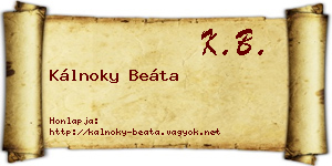 Kálnoky Beáta névjegykártya